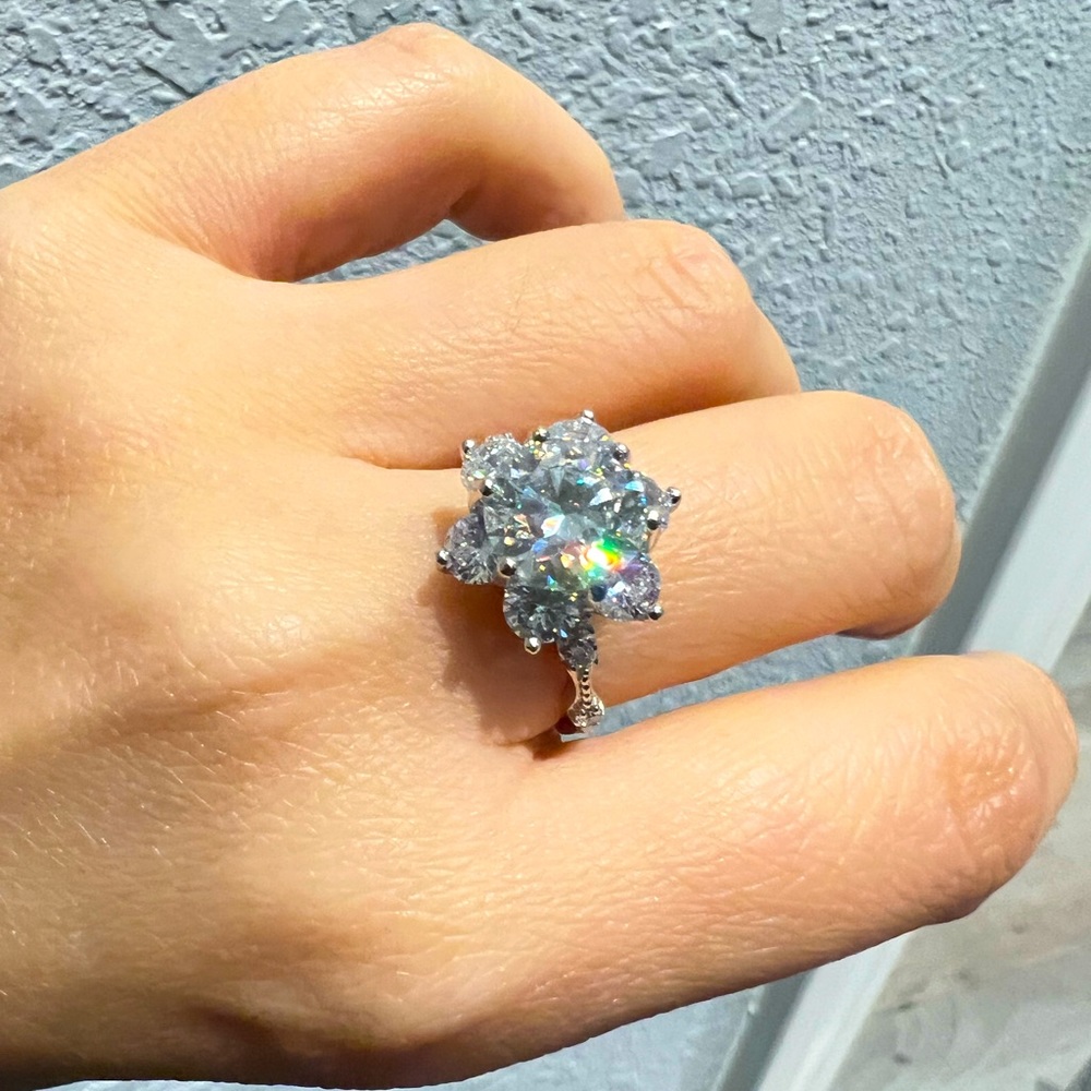 Brand New Moissanite Engagement Ring 3CT 18K White Gold Plated Sterling Silver